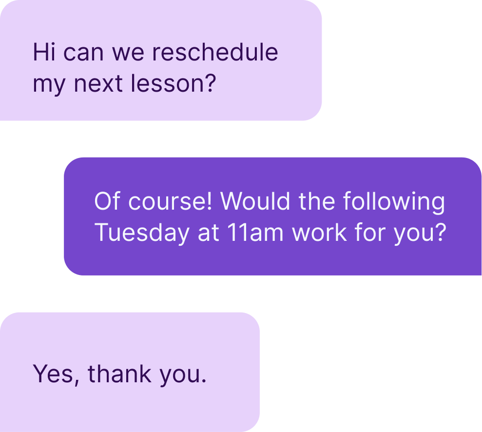 messaging-989×886 Text message conversation between music teacher and student rescheduling lesson