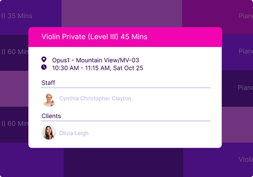 Scheduling Visualization of scheduling element from Opus1 platform